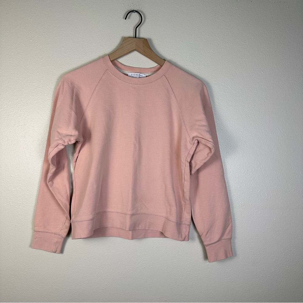 EVERLANE Women's 8 Classic Blush Pink Cropped Crewneck Sweatshirt - Picture 1 of 7
